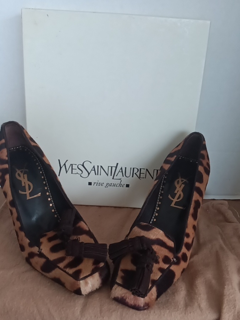 Yves Saint Laurent Leopard-Print Tassel Pumps - Black & Brown